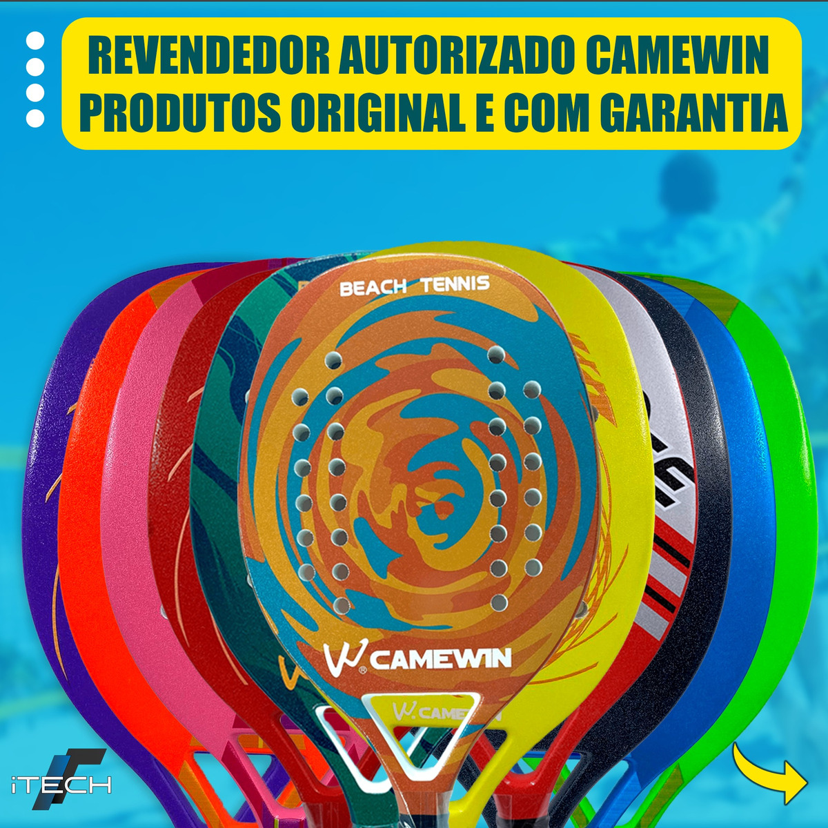 Kit Raquete para Beach Tennis Profissional em Fibra Carbono com Capa Protetora 5