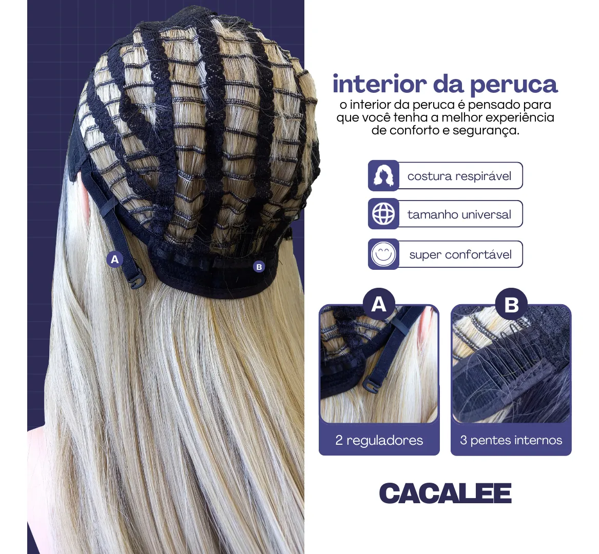 Peruca Longa Lace Ondulada Loira Cacalee 4