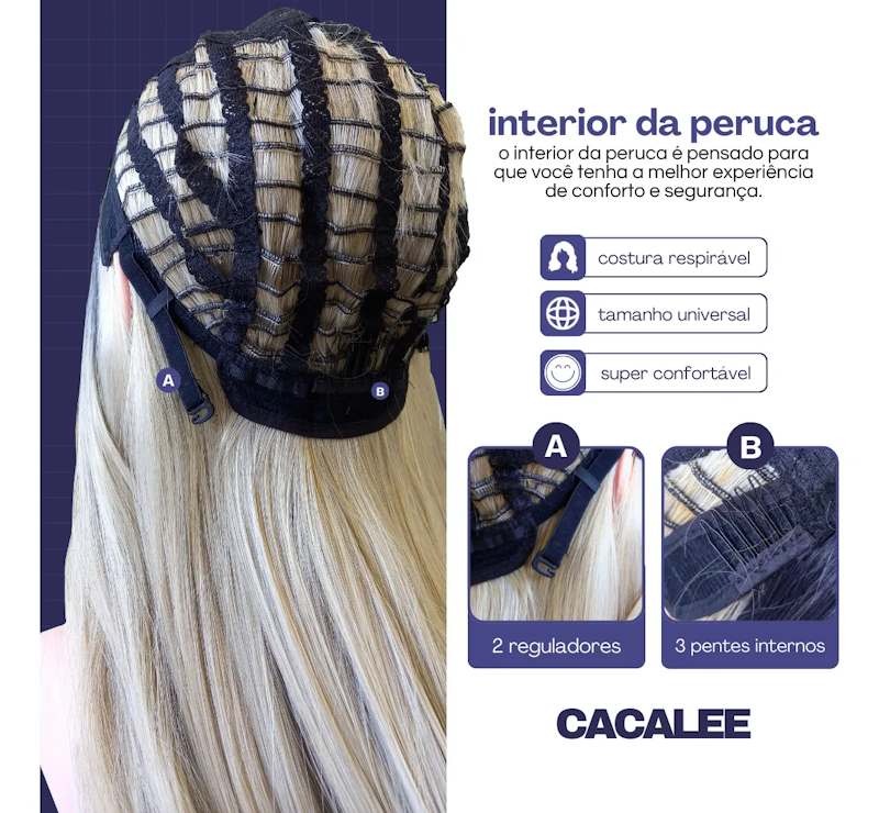 Peruca Longa Lace Ondulada Loira Cacalee 4