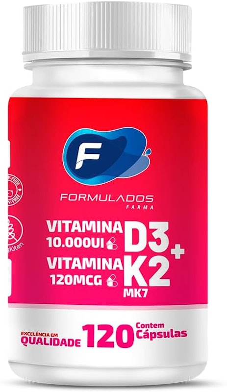 Vitamina D3 10000 UI + Vitamina K2 100 mcg (MK-7) Cápsulas Formulados Farma 1