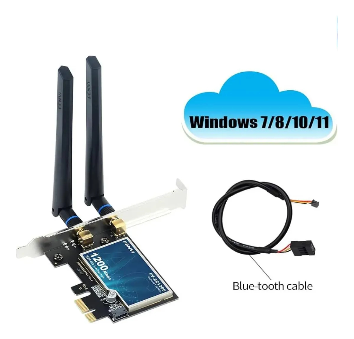 Placa Wi-Fi 1200 Mbps 2.4/5 GHz C Bluetooth 4.0 2