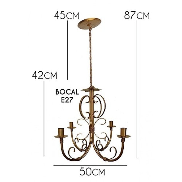 Lustre de Ferro Dourado Rustico para Sala de Jantar 3