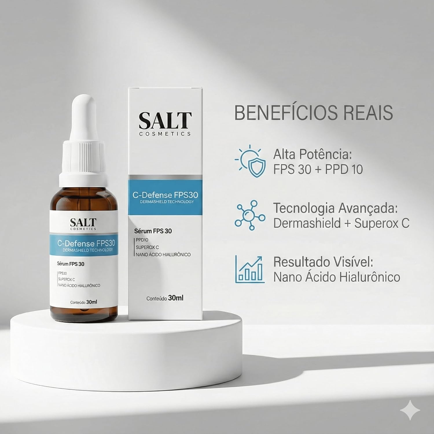 Sérum Facial com FPS 30 C-Defense 30 ml Vitamina C, Niacinamida e Ácido Hialurônico 3