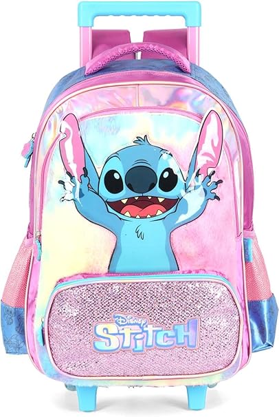Mochila de Rodinhas Média Infantil de Costas Holográfica Stitch 1