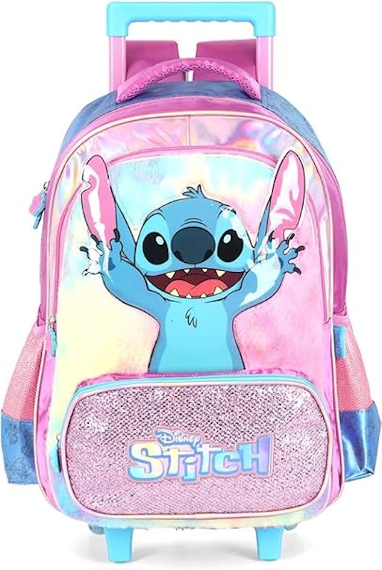 Mochila de Rodinhas Média Infantil de Costas Holográfica Stitch 1