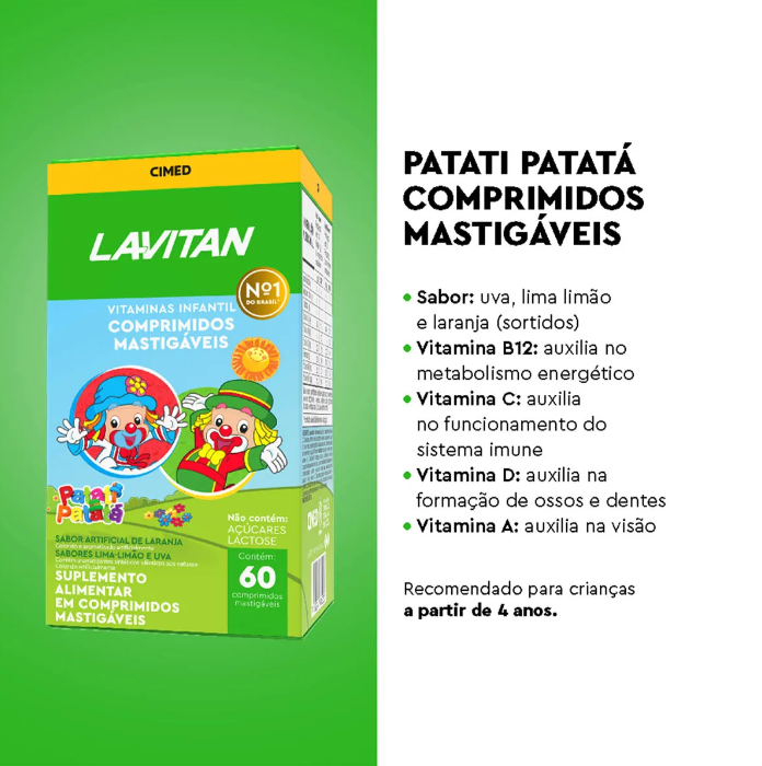 Lavitan Infantil Patati Patatá com 60 Comprimidos Mastigáveis 4