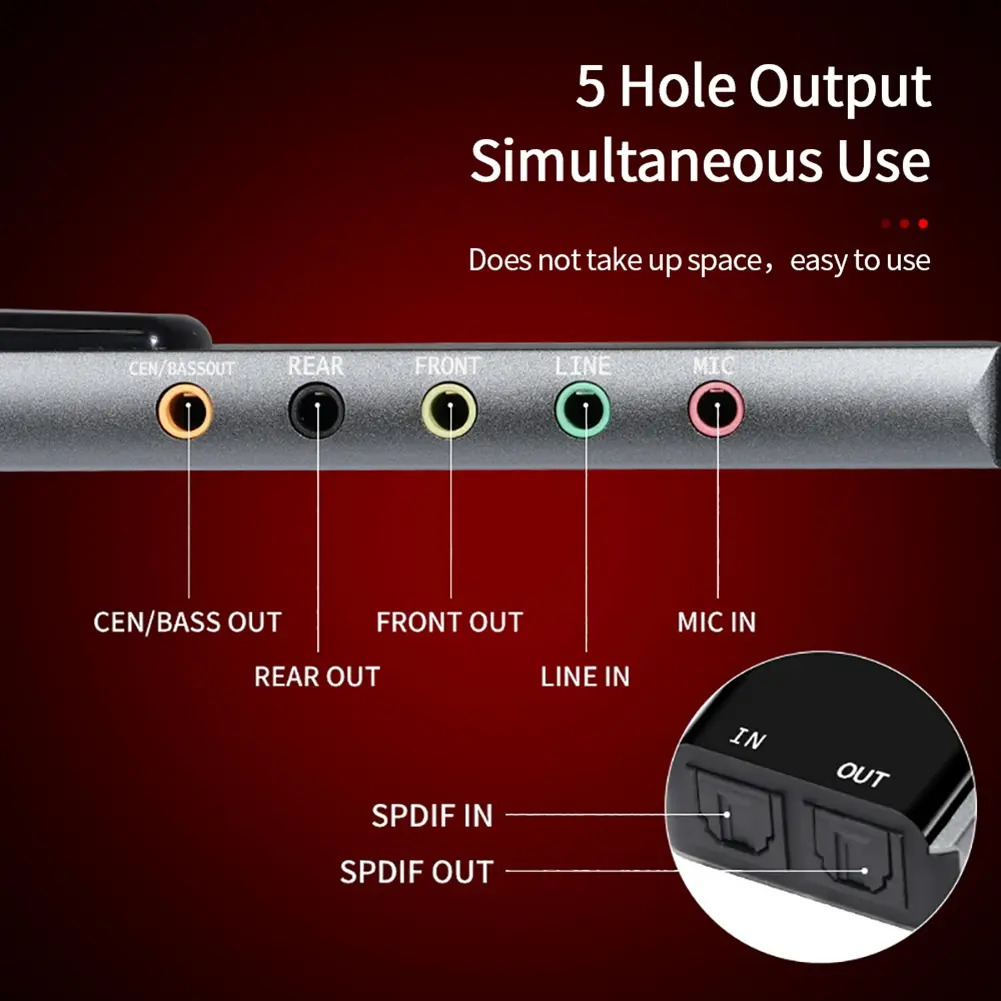 Placa de Som Surround USB 7.1 JJ 3