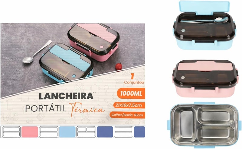 Lancheira Portátil Térmica com Compartimentos em Aço Inox 1