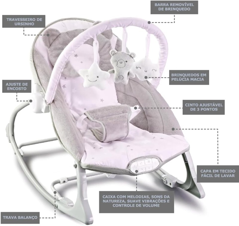 Cadeira de Descanso Musical Urso Polar até 18 Kg 3
