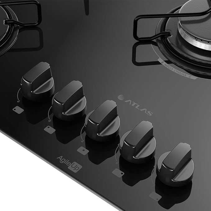 Cooktop 5 Bocas Preto com Mesa de Vidro Atlas Agile Up 2