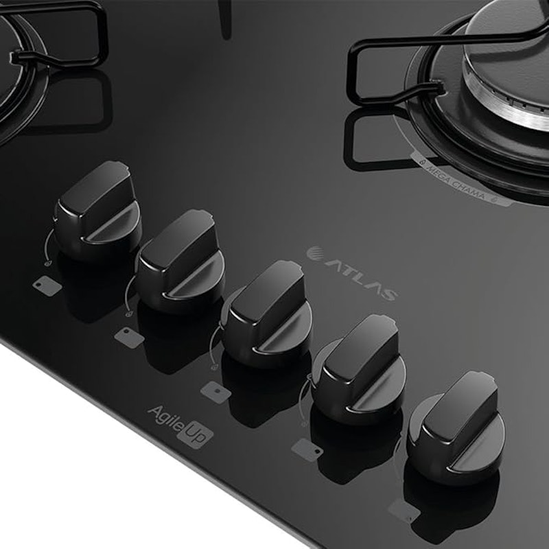 Cooktop 5 Bocas Preto com Mesa de Vidro Atlas Agile Up 2