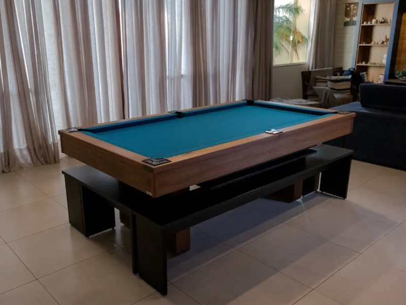Mesa de Sinuca e Jantar com 2 Bancos 1