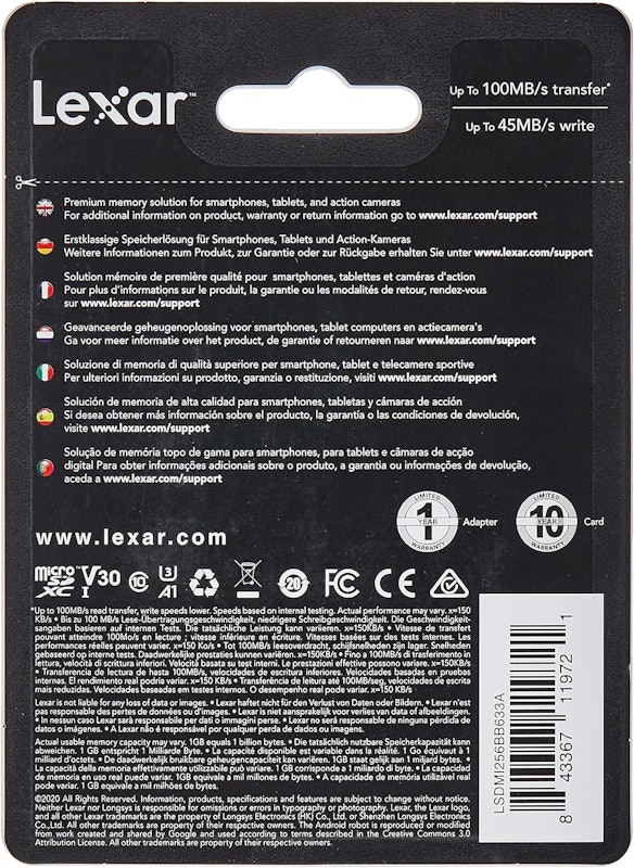 Cartão Lexar High-Performance 633x microSDHC/microSDXC UHS-I 3