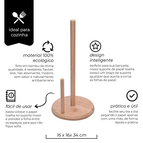 Suporte Para Papel Toalha Ecokitchen Bambu 2