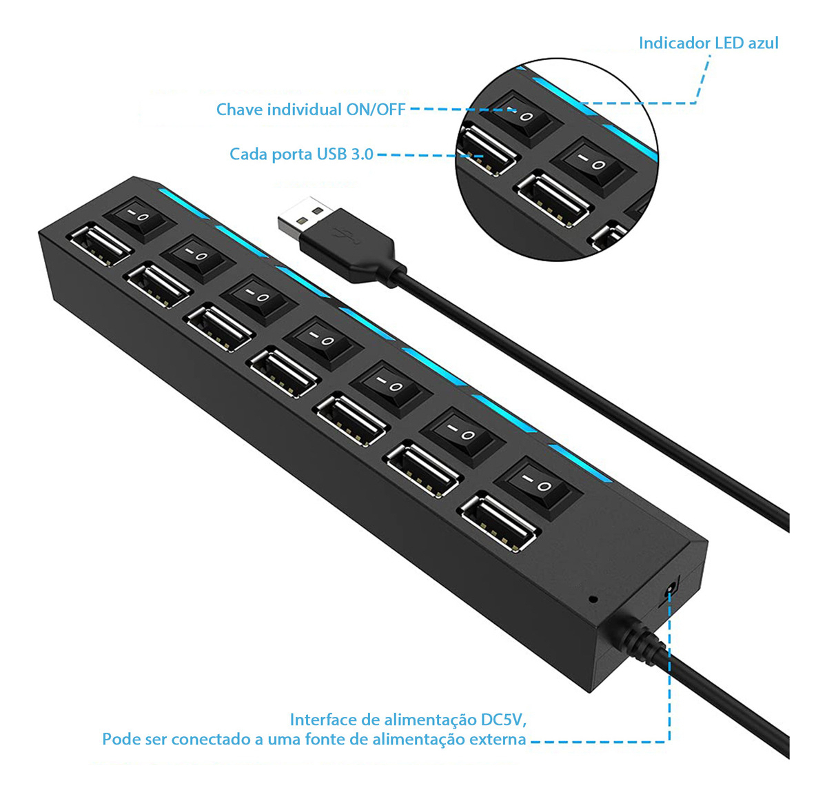 Hub USB 7 em 1 2
