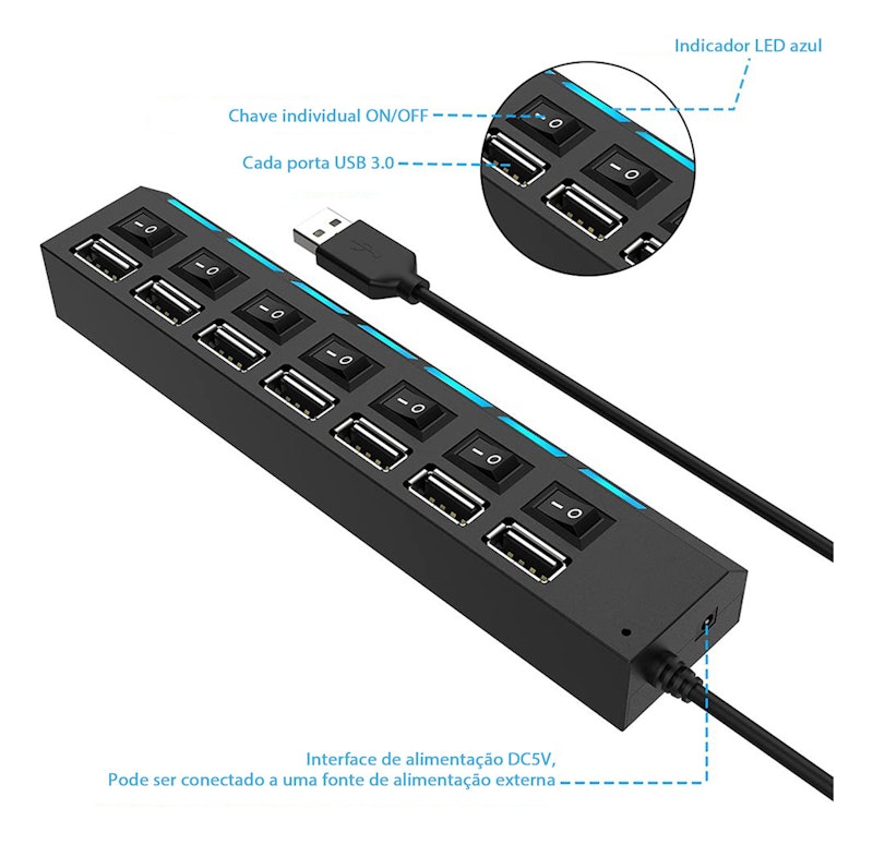 Hub USB 7 em 1 2