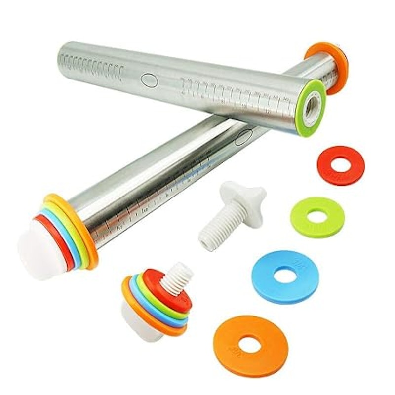 Rolo p/Massas em Aço Inox e Reguladores de Plástico 2