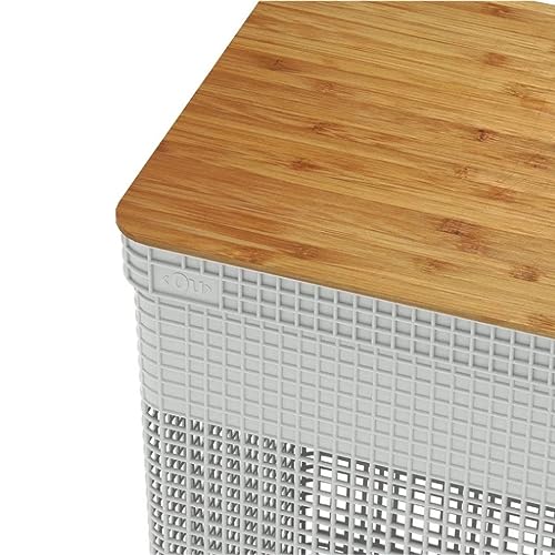 Cesto de Roupas Grid com Tampa De Bambu 3