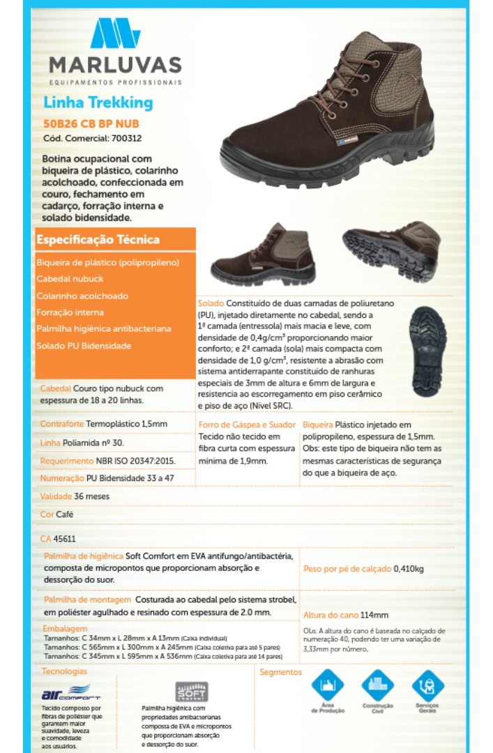 Bota Linha Trekking 50B26 CB BP NUB 5