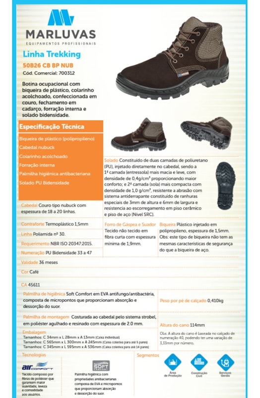 Bota Linha Trekking 50B26 CB BP NUB 5