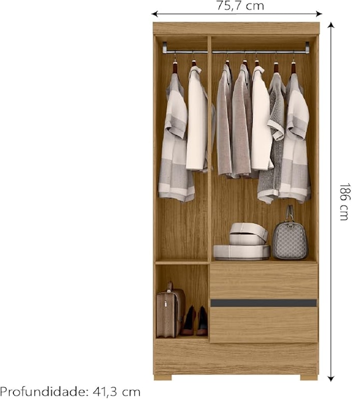 Guarda-Roupa 3 Portas 2 Gavetas Aramóveis 3
