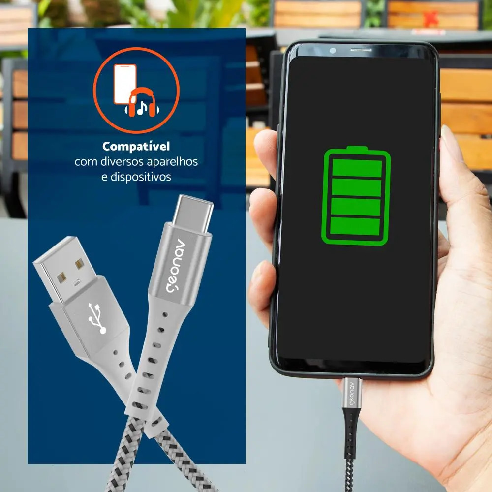 Cabo USB-C em Nylon Trançado Geonav 3
