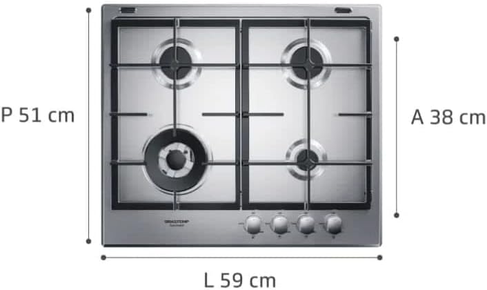 Cooktop 4 Bocas Brastemp Gourmand Inox com Duplachama e Trempe com Ferro Fundido 3