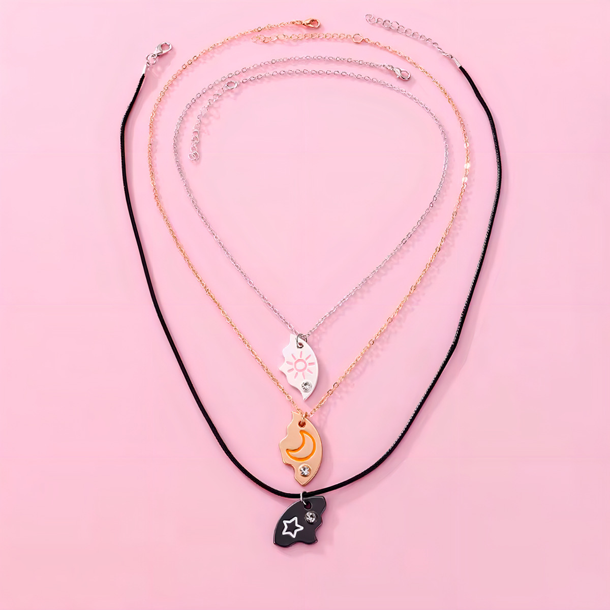 Colar Melhores Amigas Best Friend Amizade Sol Lua Estrela Bf 2