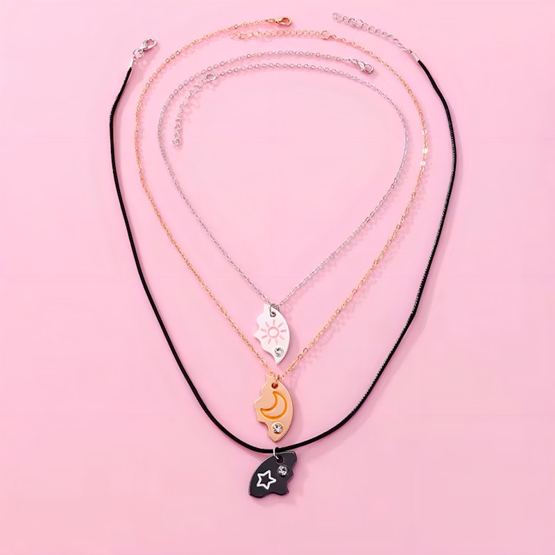 Colar Melhores Amigas Best Friend Amizade Sol Lua Estrela Bf 2