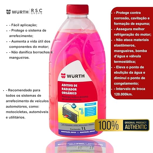 Fluido para Radiador Orgânico Rosa 1 L Pronto para Uso 3