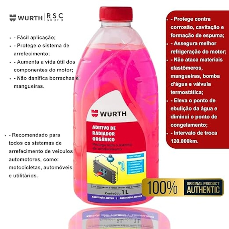 Fluido para Radiador Orgânico Rosa 1 L Pronto para Uso 3
