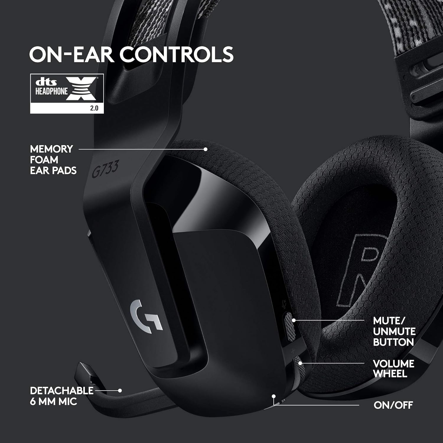 Headset Gamer sem Fio Ultra-leve G733 Logitech 4