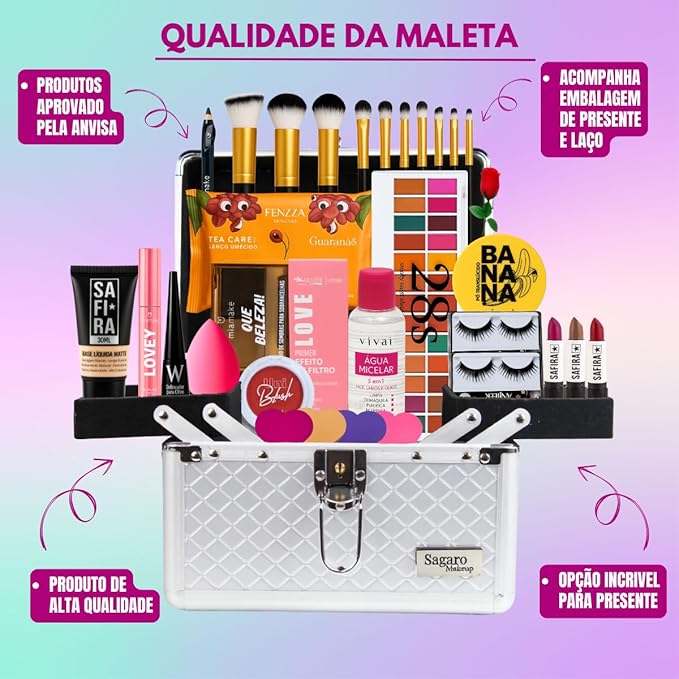Maleta de Maquiagem Completa Sagaro Store  5