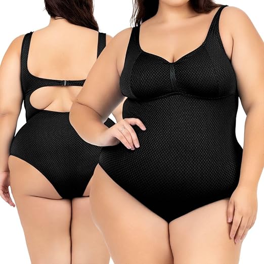 Maiô Plus Size Costas Nuas Tecido Modelador 3