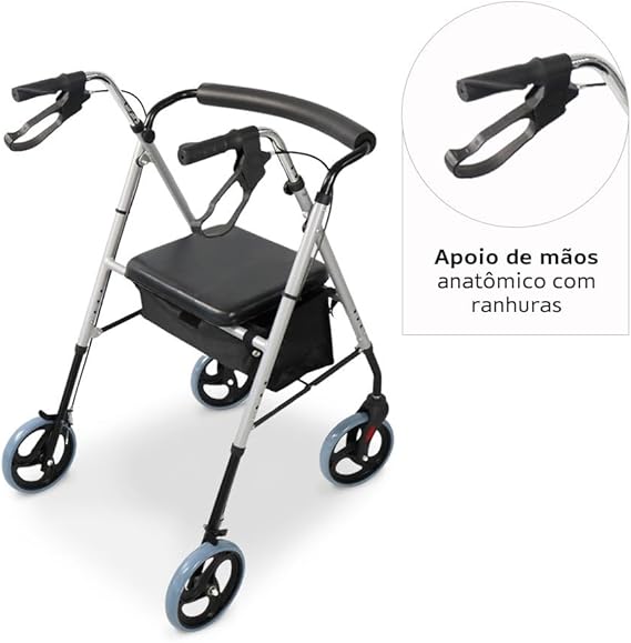 Andador Dobrável 4 Rodas com Assento  5