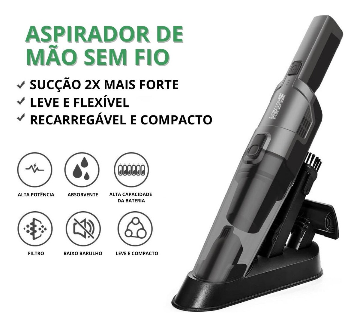 Aspirador de Pó sem Fio Portátil Recarregável Power Max 4