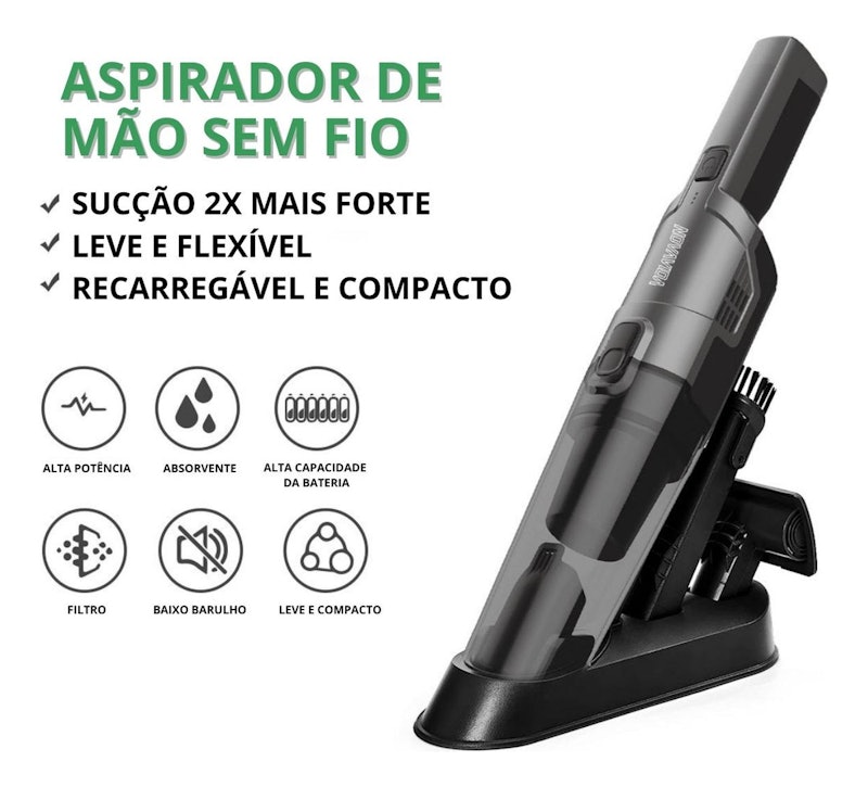 Aspirador de Pó sem Fio Portátil Recarregável Power Max 4