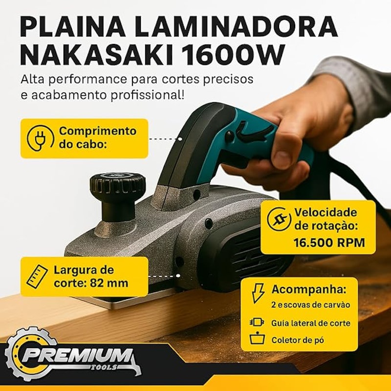Plaina Elétrica 1600 W Profissional Nakasaki 2