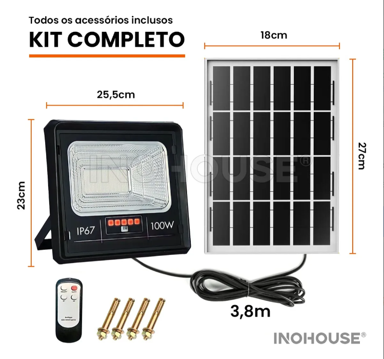 Holofote Solar Refletor 100 W Prova D’água  3
