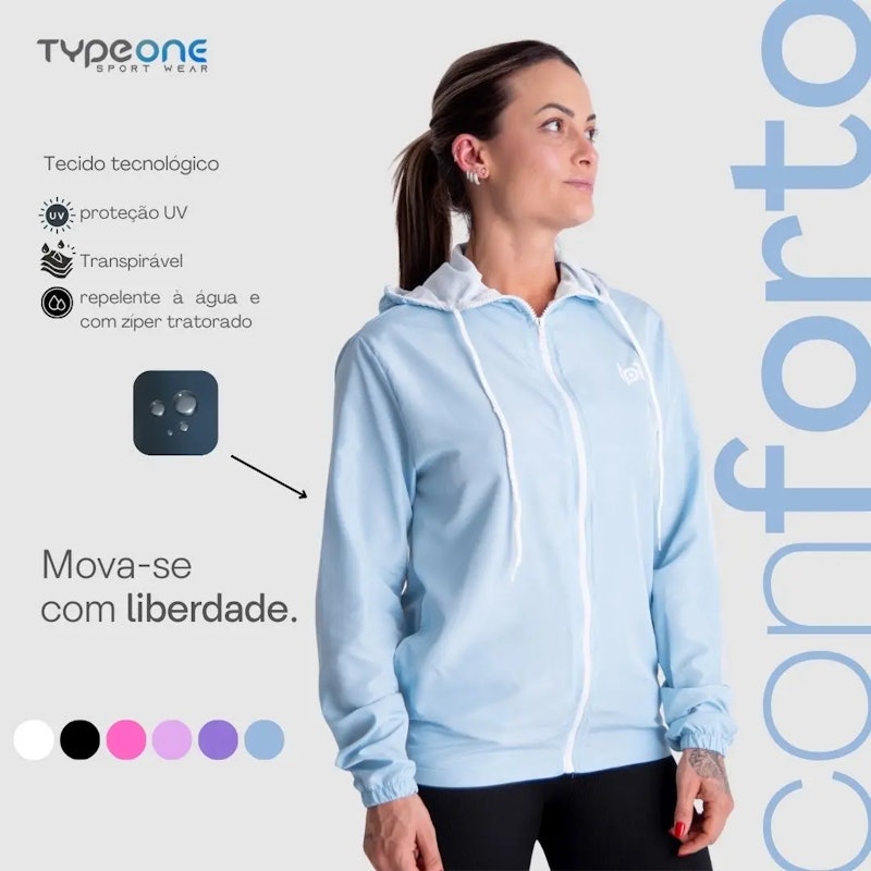 Jaqueta Corta-Vento Feminina Ultra Leve Fitness Casual com Capuz 4
