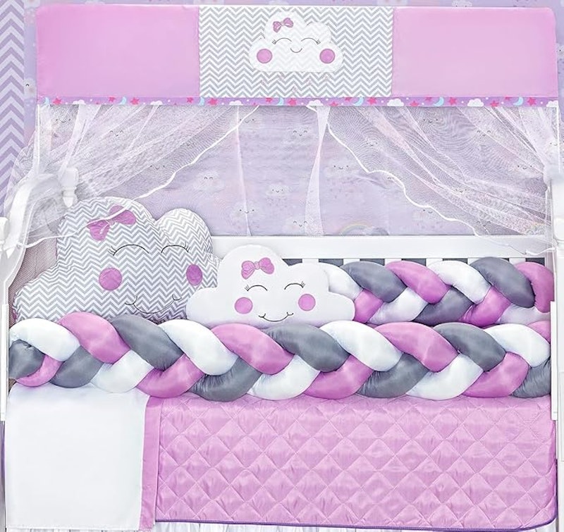 Kit Berço Americano Lua 2 Laterais + Cabeceira Rosa 12 Peças 2