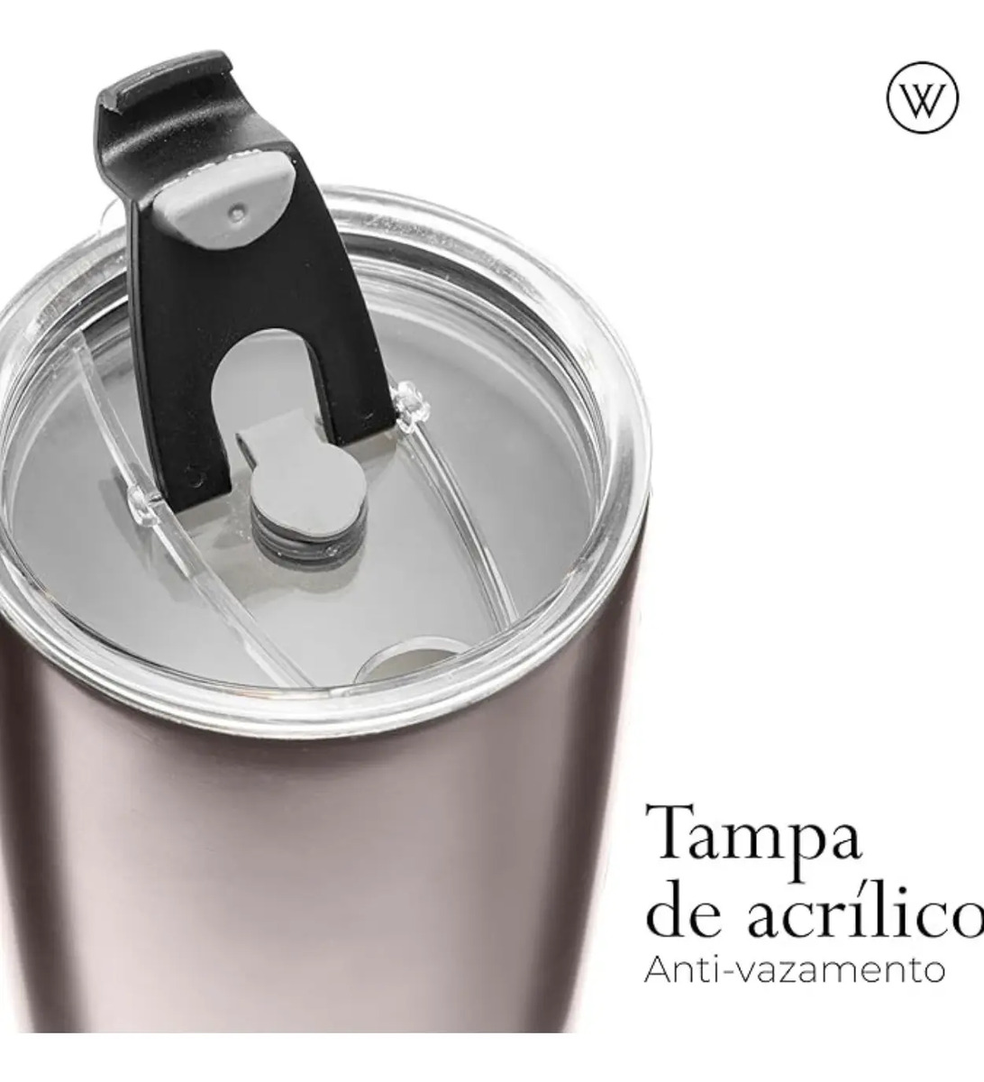 Copo Térmico de Aço Inox Parede Dupla com Tampa 5