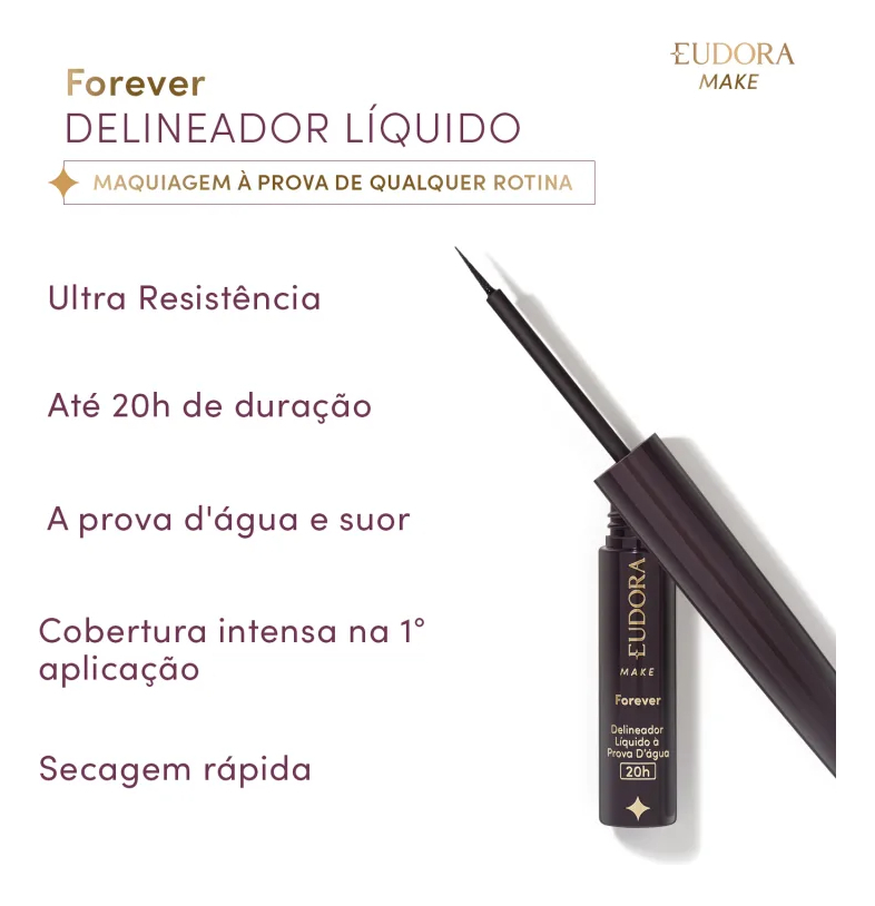 Delineador Líquido Preto à Prova d'água Forever 2