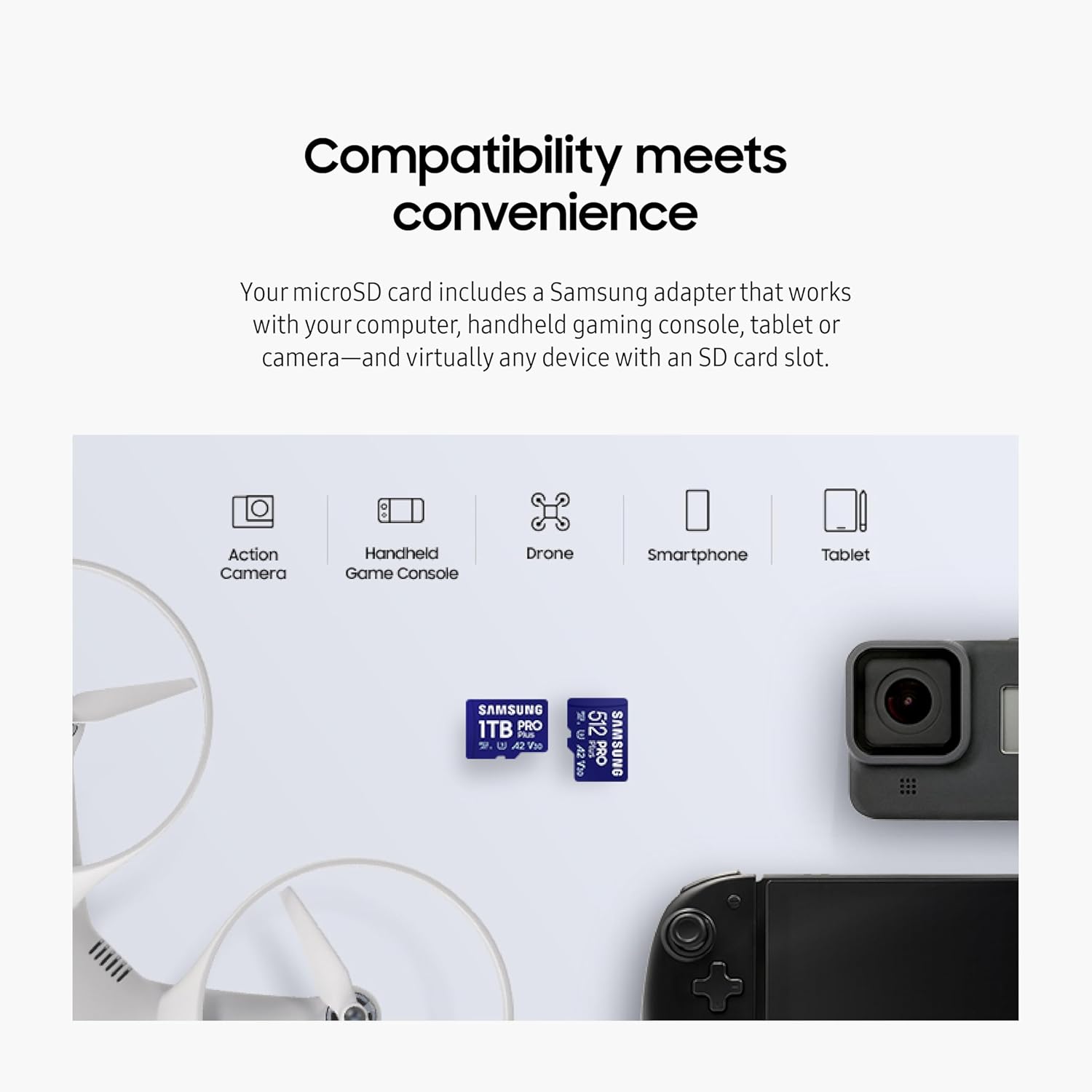Cartão microSDXC PRO Plus 1 TB UHS-I + Adaptador Samsung 5