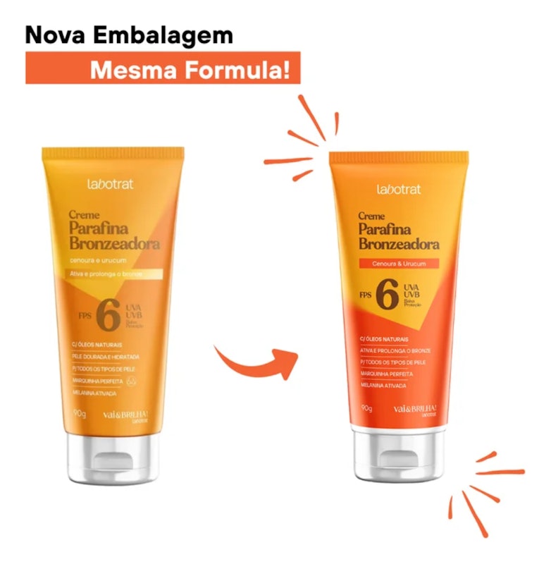Creme Parafina Bronzeadora Cenoura & Urucum FPS 6 Vai & Brilha 3
