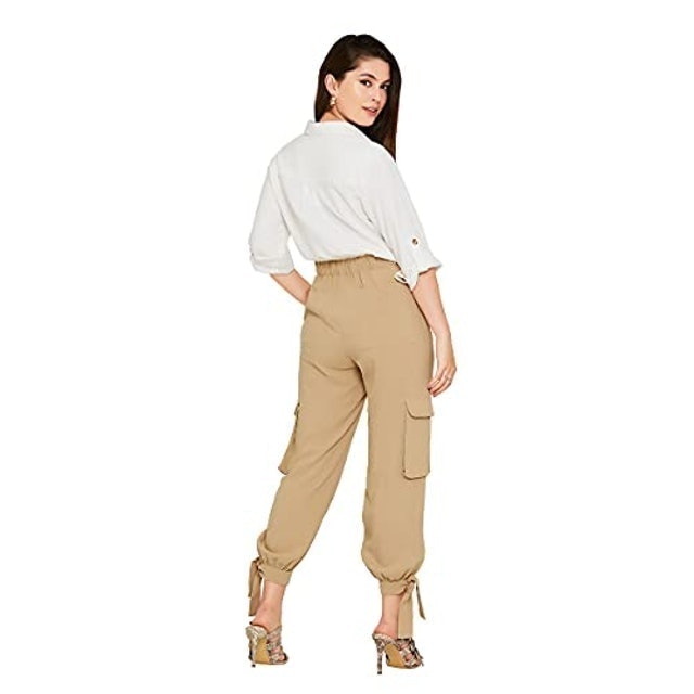  Calça Cargo Feminina Linho Cáqui Miss Joy 2