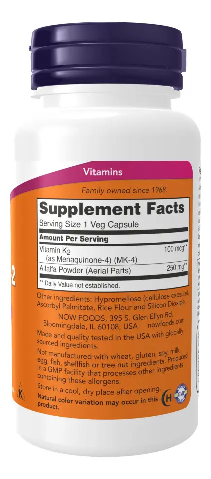 Vitamina K2 100 mcg 100 Cápsulas Vegetais 2
