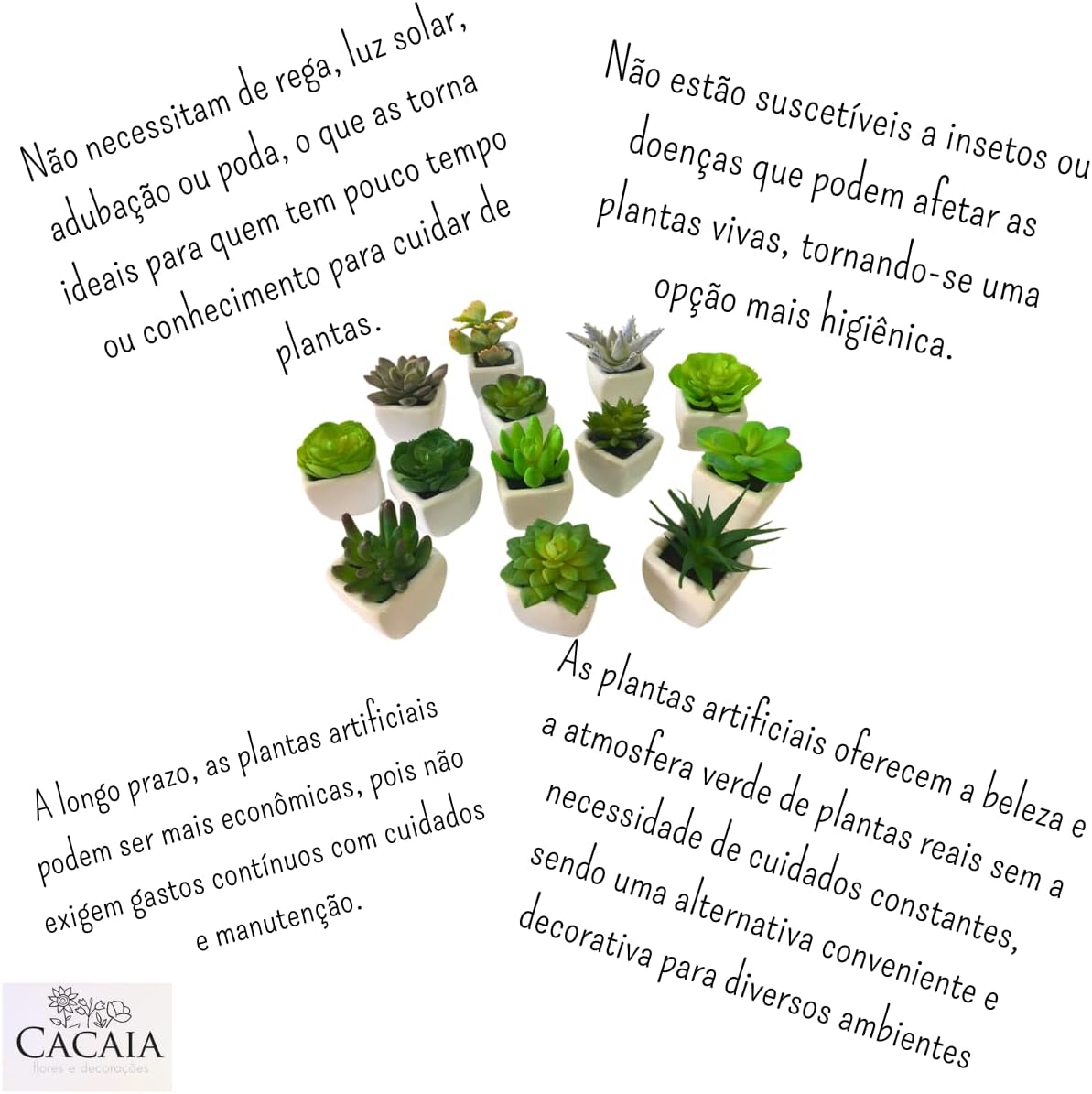 Conjunto com 6 Vasos de Cerâmica e Mini Suculentas Artificiais  2