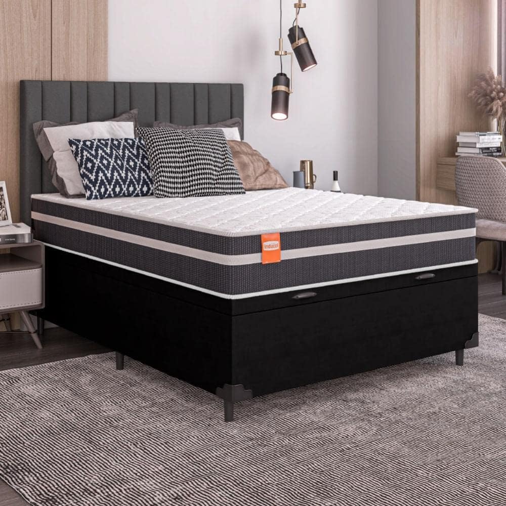 Cama Box Baú Casal Colchão Molas Qatar 2