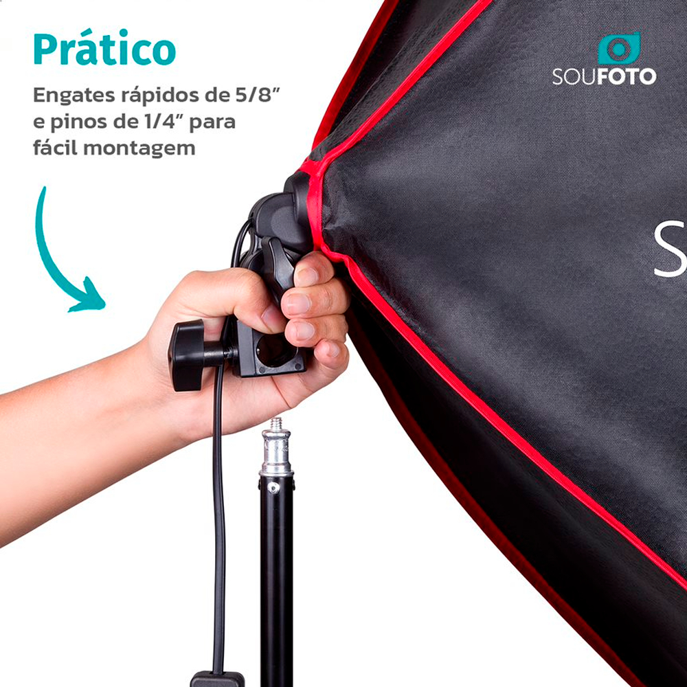 Kit de Luz para Gravar Vídeo Profissional com Softbox com Tripé e Tela Grid Sou Foto 3